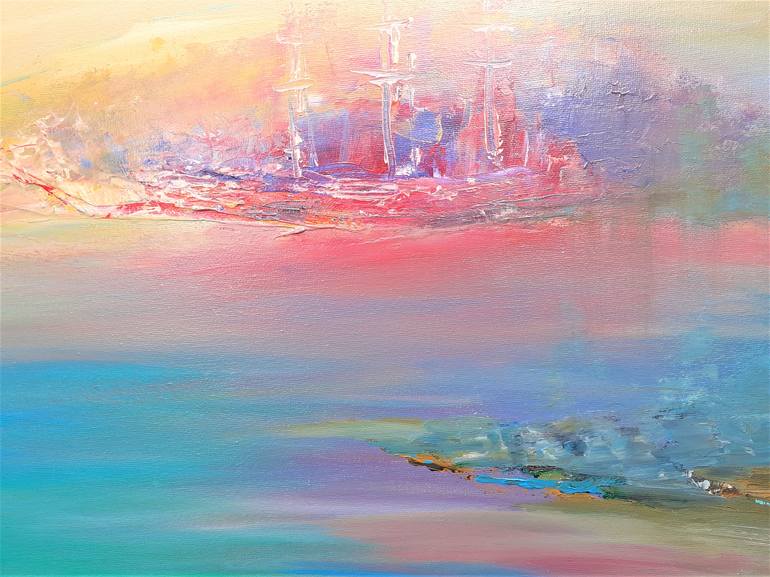 Original Abstract Expressionism Boat Painting by Elena Ivanova