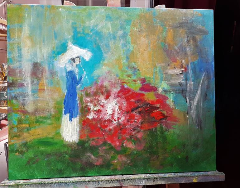 Original Abstract Expressionism Garden Painting by Elena Ivanova