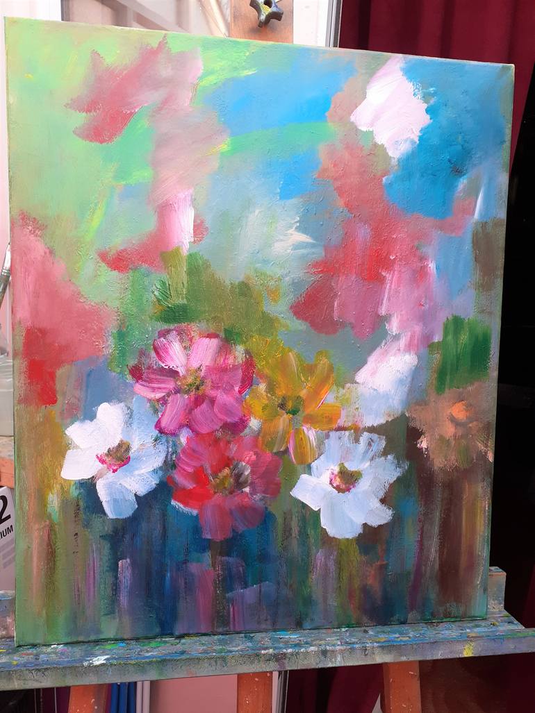 Original Abstract Expressionism Floral Painting by Elena Ivanova