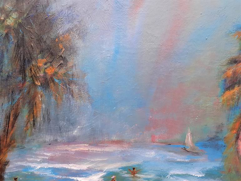 Original Abstract Expressionism Beach Painting by Elena Ivanova