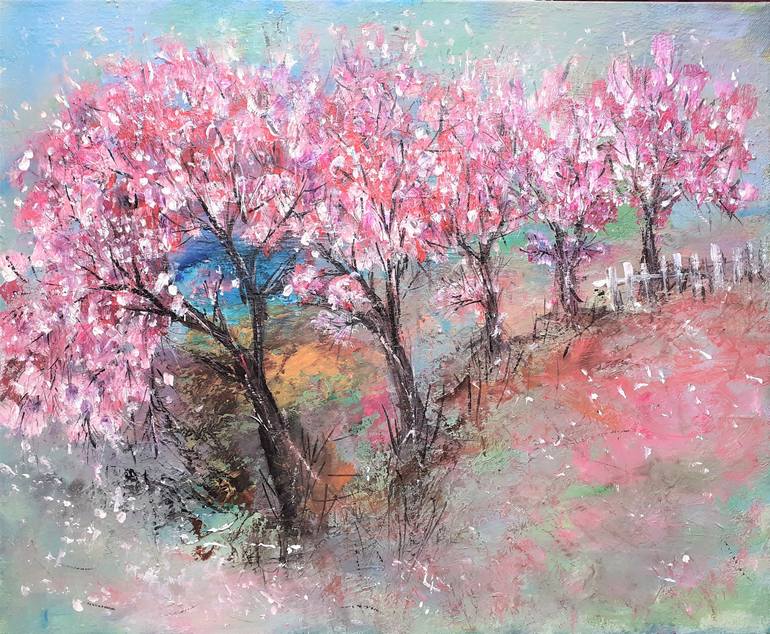 Cherry Garden Painting by Elena Ivanova | Saatchi Art