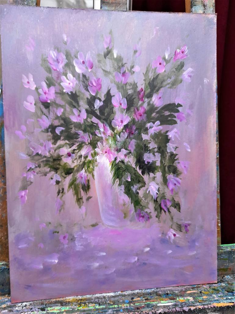 Original Art Deco Floral Painting by Elena Ivanova