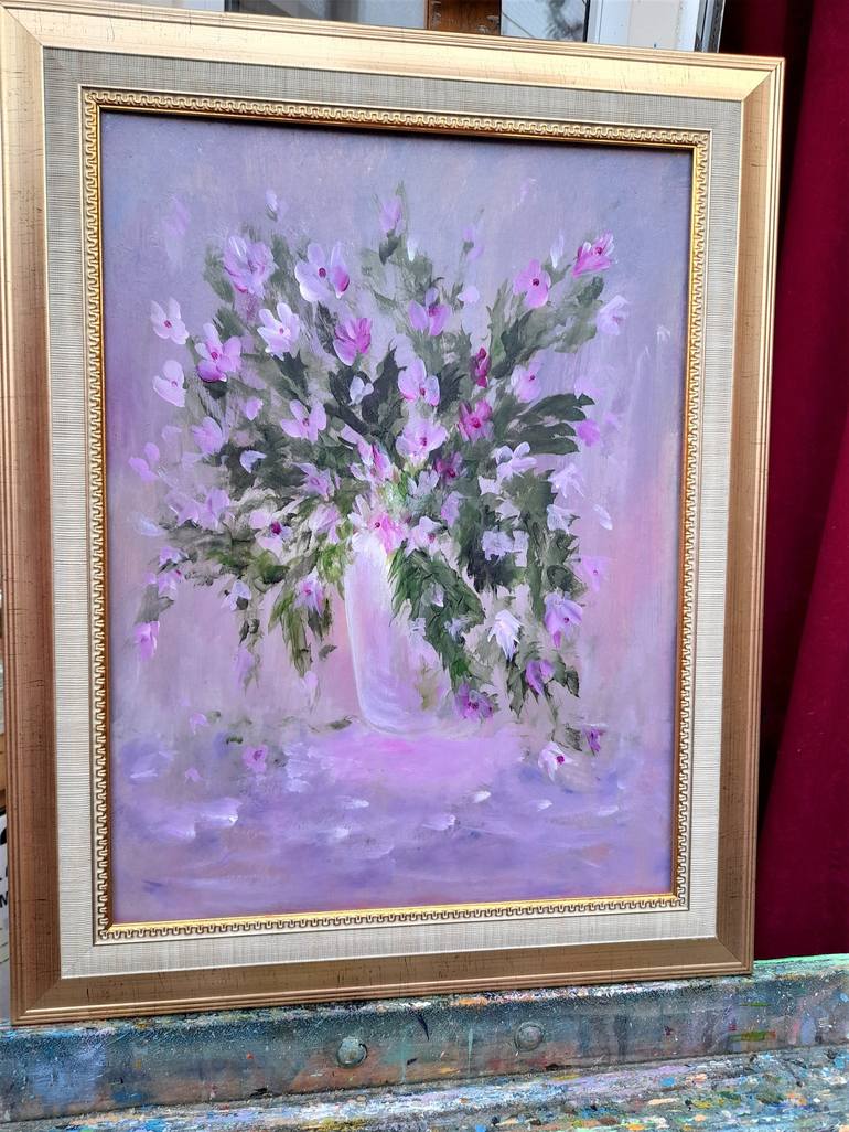 Original Art Deco Floral Painting by Elena Ivanova