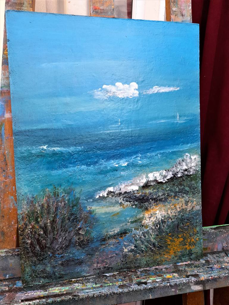 Original Art Deco Seascape Painting by Elena Ivanova