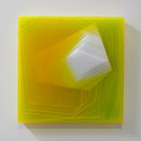 Orange Erratic 1 (pigmented, poured, epoxy, translucent, abstract) by Kal Mansur
