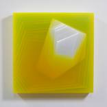 Orange Erratic 2 (pigmented, poured, epoxy, translucent, abstract) by Kal Mansur