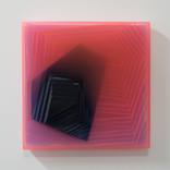 Pink Erratic 1 (pigmented, poured, epoxy, translucent, abstract) by Kal Mansur