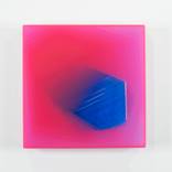 Blue Fuchsia Erratic 1 (pigmented, poured, epoxy, translucent, abstract) by Kal Mansur
