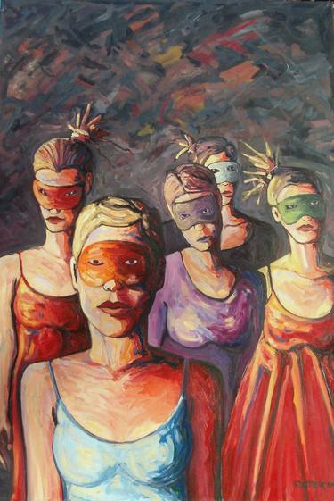 Original Expressionism Women Paintings by László Retek