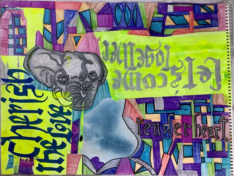 Original Conceptual People Drawing by Helios Rossell