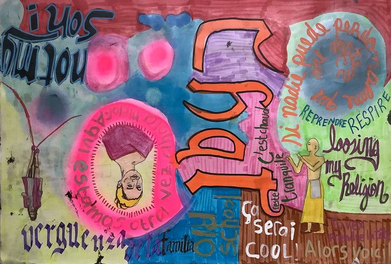 Original Abstract Expressionism Classical Mythology Mixed Media by Helios Rossell