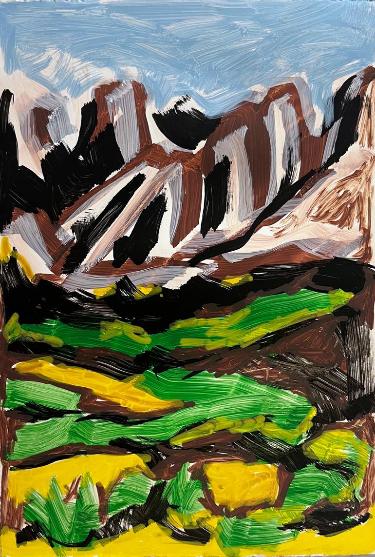 Original Expressionism Landscape Drawing by Helios Rossell