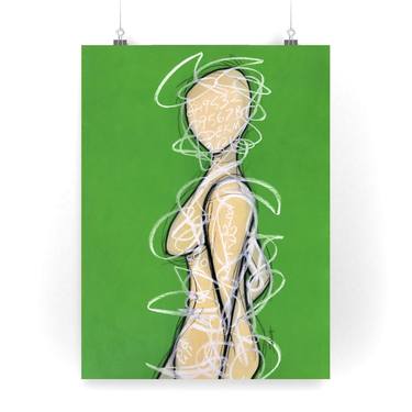 Mysterious Girl Contemporary Abstract Figurative Nude Art Pastel thumb