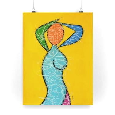 Yellow Bikini Contemporary Abstract Minimalist Figurative Nude thumb