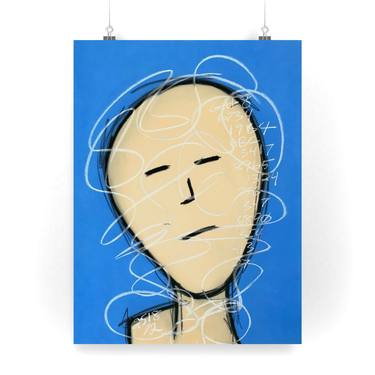 State of Blue Contemporary Abstract Figurative Portrait Pastel thumb