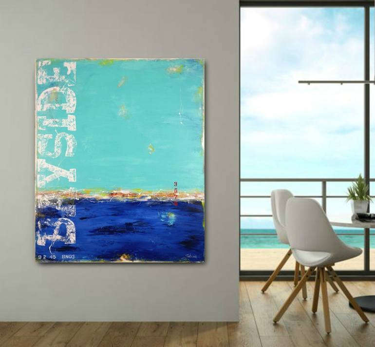 Original Abstract Beach Painting by Sabina D'Antonio