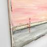 Contemporary coastal abstract minimalist beach art landscape seascape painting by Sabina D'Antonio, with pink and grey colours.