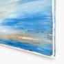 Contemporary coastal abstract minimalism beach art landscape seascape painting by Sabina D'Antonio, with blue and grey colours, and white numbers.
