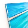 Contemporary coastal abstract minimalist beach art landscape seascape painting by Sabina D'Antonio, with blue and deep turquoise colours.