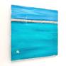 Contemporary coastal abstract minimalist beach art landscape seascape painting by Sabina D'Antonio, with blue and deep turquoise colours.