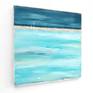Contemporary coastal abstract minimalist beach art landscape seascape painting by Sabina D'Antonio, with dark and light blue colours.