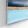 Contemporary coastal abstract minimalist beach art landscape seascape painting by Sabina D'Antonio, with dark and light blue colours.