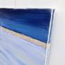 Contemporary coastal abstract minimalist beach art landscape seascape painting by Sabina D'Antonio, with blue and light lavender colours.