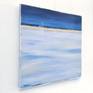 Contemporary coastal abstract minimalist beach art landscape seascape painting by Sabina D'Antonio, with blue and light lavender colours.