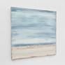 Contemporary coastal abstract minimalist beach art landscape seascape painting by Sabina D'Antonio, with silver blue and neutral colours.