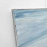 Contemporary coastal abstract minimalist beach art landscape seascape painting by Sabina D'Antonio, with silver blue and neutral colours.