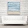 Contemporary coastal abstract minimalist beach art landscape seascape painting by Sabina D'Antonio, with silver blue and neutral colours.
