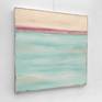 Contemporary coastal abstract minimalist beach art landscape seascape painting by Sabina D'Antonio, with neutral, burgundy, and light teal colours.