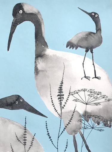 Cranes (with blue) thumb