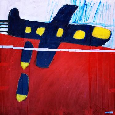 Original Expressionism Aeroplane Painting by Daniel Malta