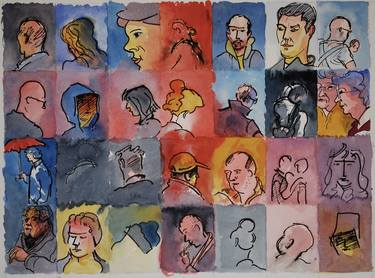 Original People Painting by Simon Harwood