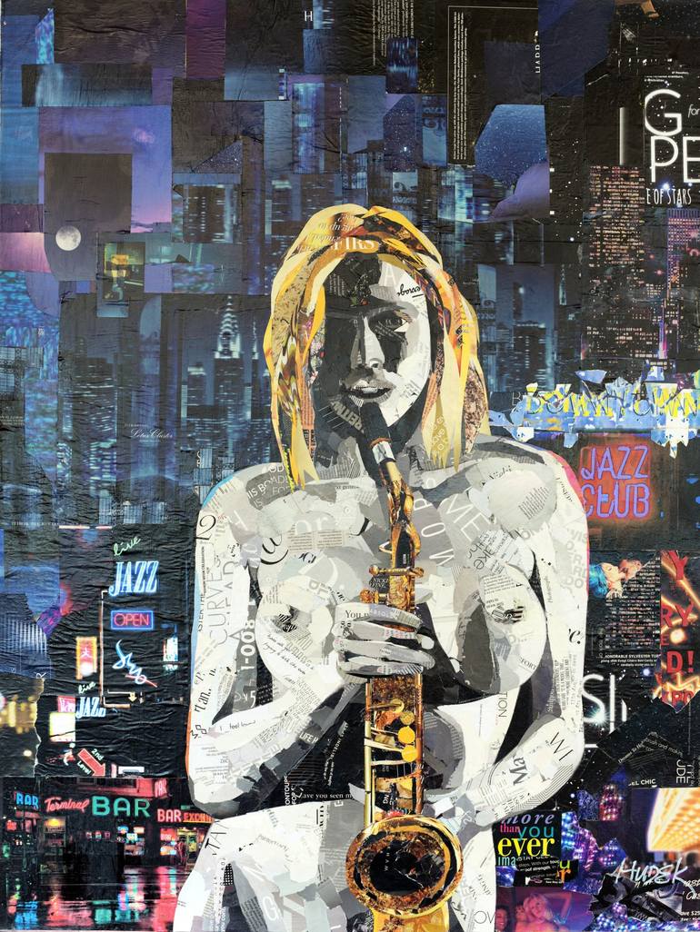 Sax in the City Collage by Jim Hudek | Saatchi Art