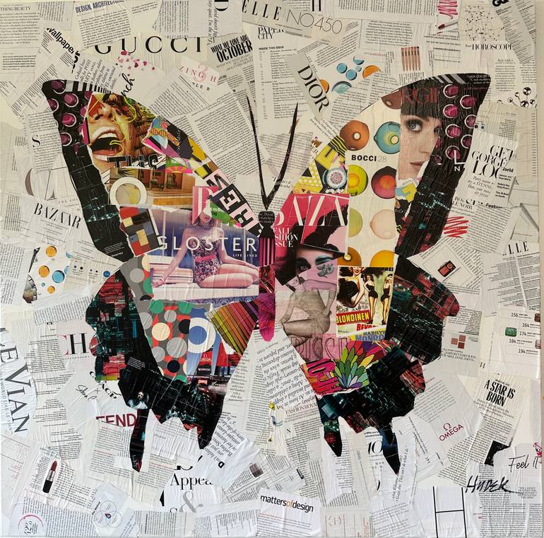 Original Fashion Collage by Jim Hudek | Abstract Art on Canvas | Just Winging It