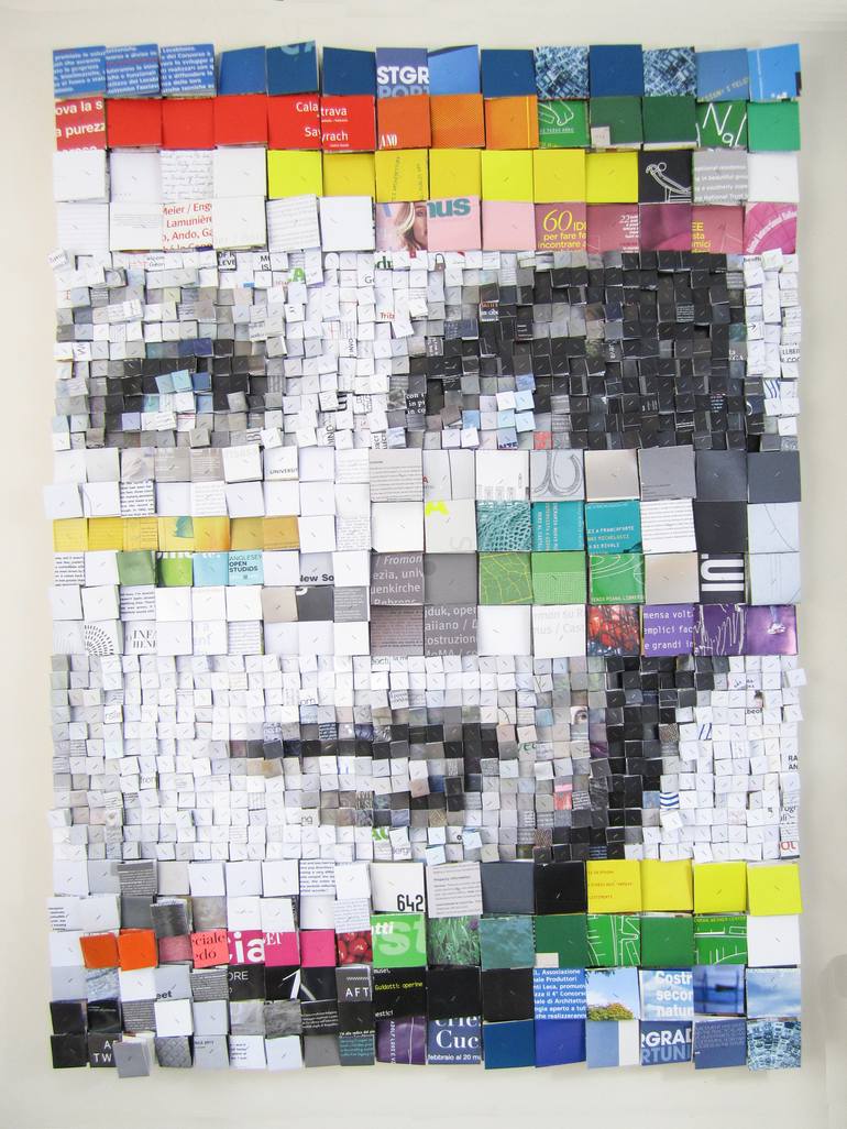 Original Abstract Portrait Collage by Paola Bazz