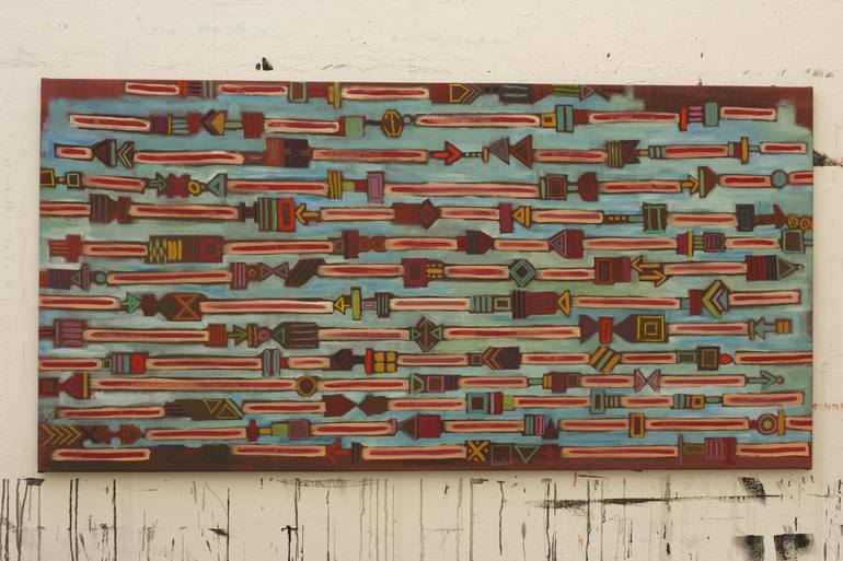 Original Art Deco Abstract Painting by Duygu Boulouednine