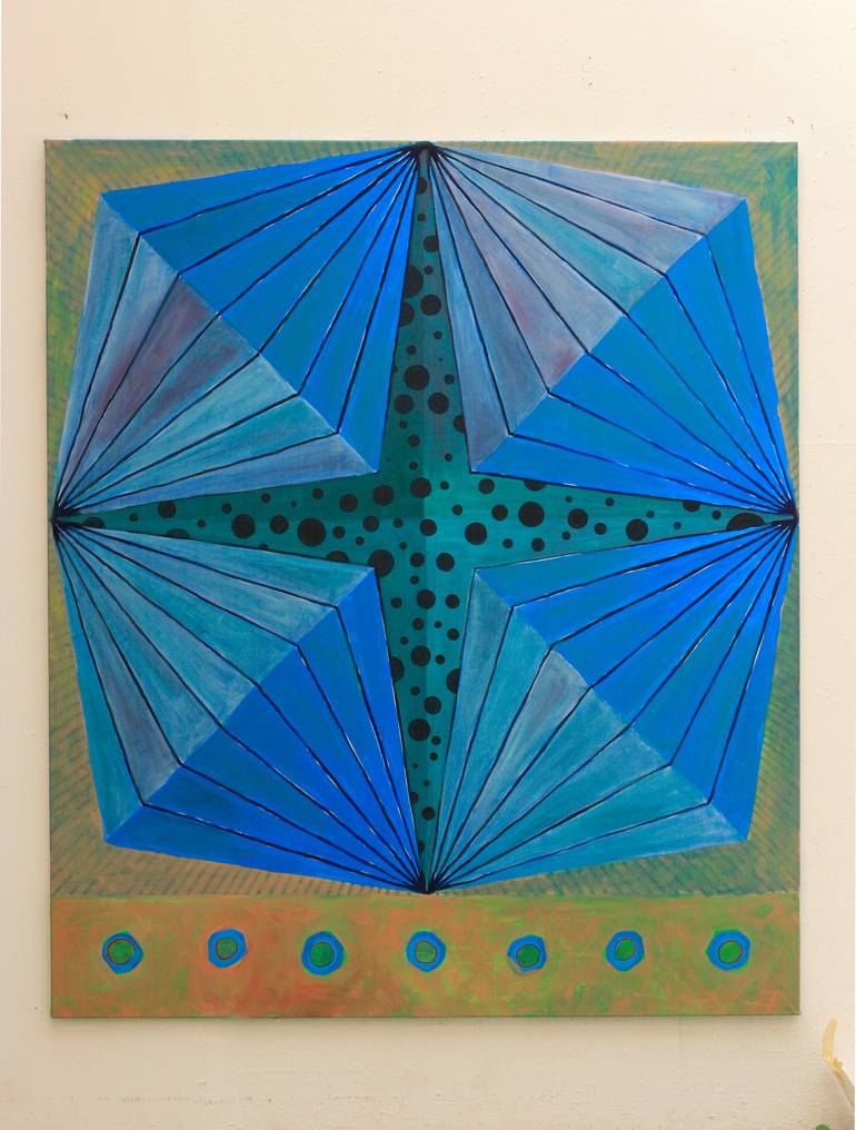 Original Art Deco Geometric Painting by Duygu Boulouednine