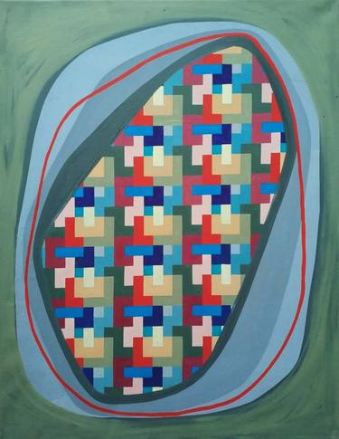 Original Pop Art Geometric Painting by Duygu Boulouednine