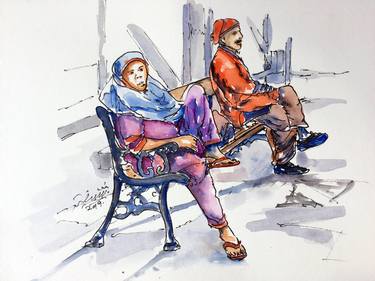 Original Expressionism People Drawings by Saqib Akhtar