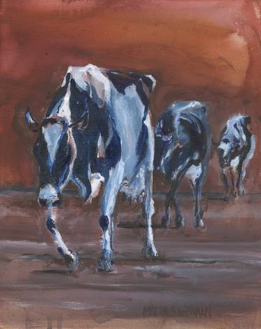 Print of Fine Art Cows Paintings by Martin de Zwaan
