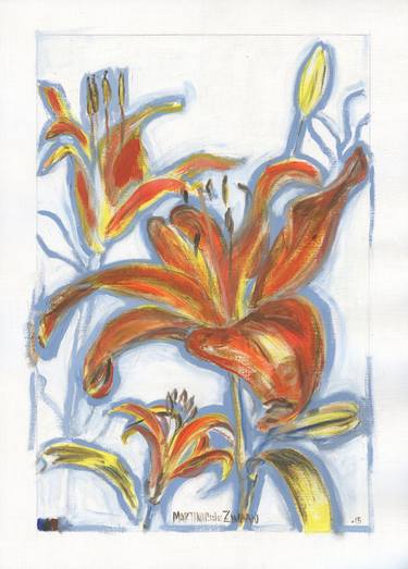 Print of Expressionism Floral Paintings by Martin de Zwaan