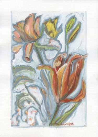 Print of Expressionism Floral Paintings by Martin de Zwaan