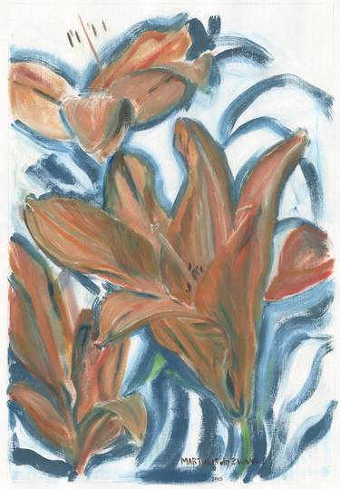 Print of Expressionism Floral Paintings by Martin de Zwaan