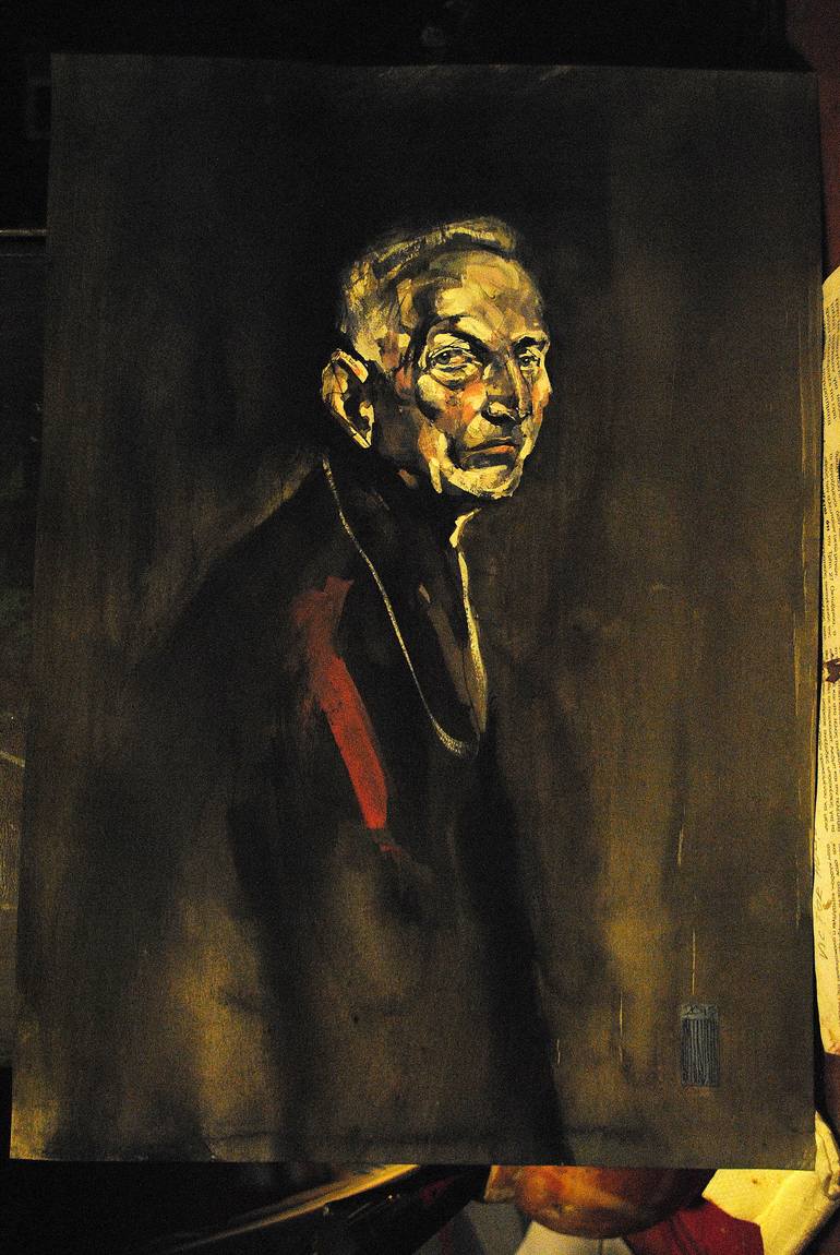 Original Expressionism People Painting by Hari Mitrushi