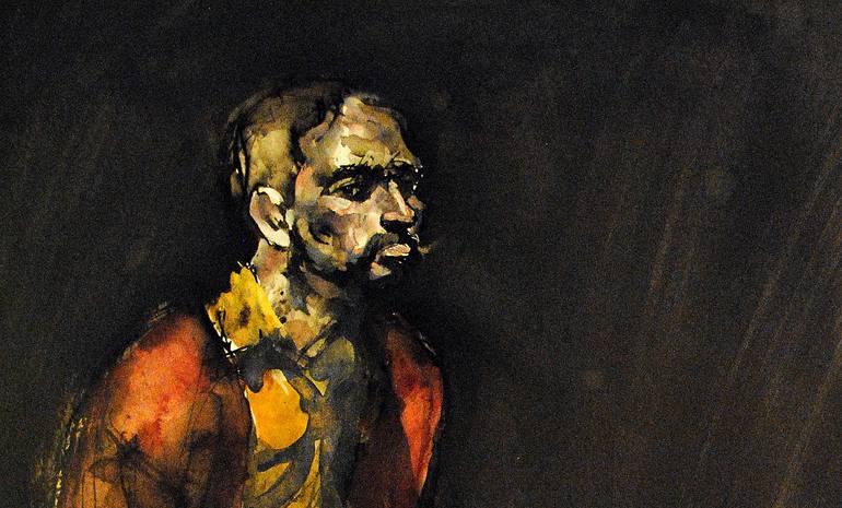 Original Abstract Expressionism People Painting by Hari Mitrushi
