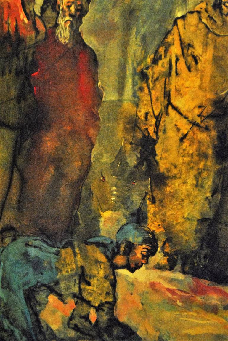 Original Expressionism Religion Painting by HARI MITRUSHI
