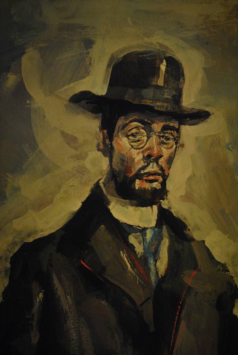 Original Expressionism People Painting by Hari Mitrushi